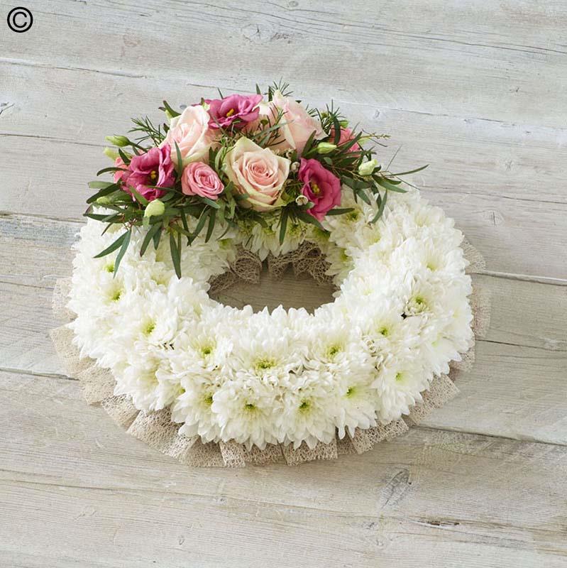 Traditional Massed Wreath - Pink and White